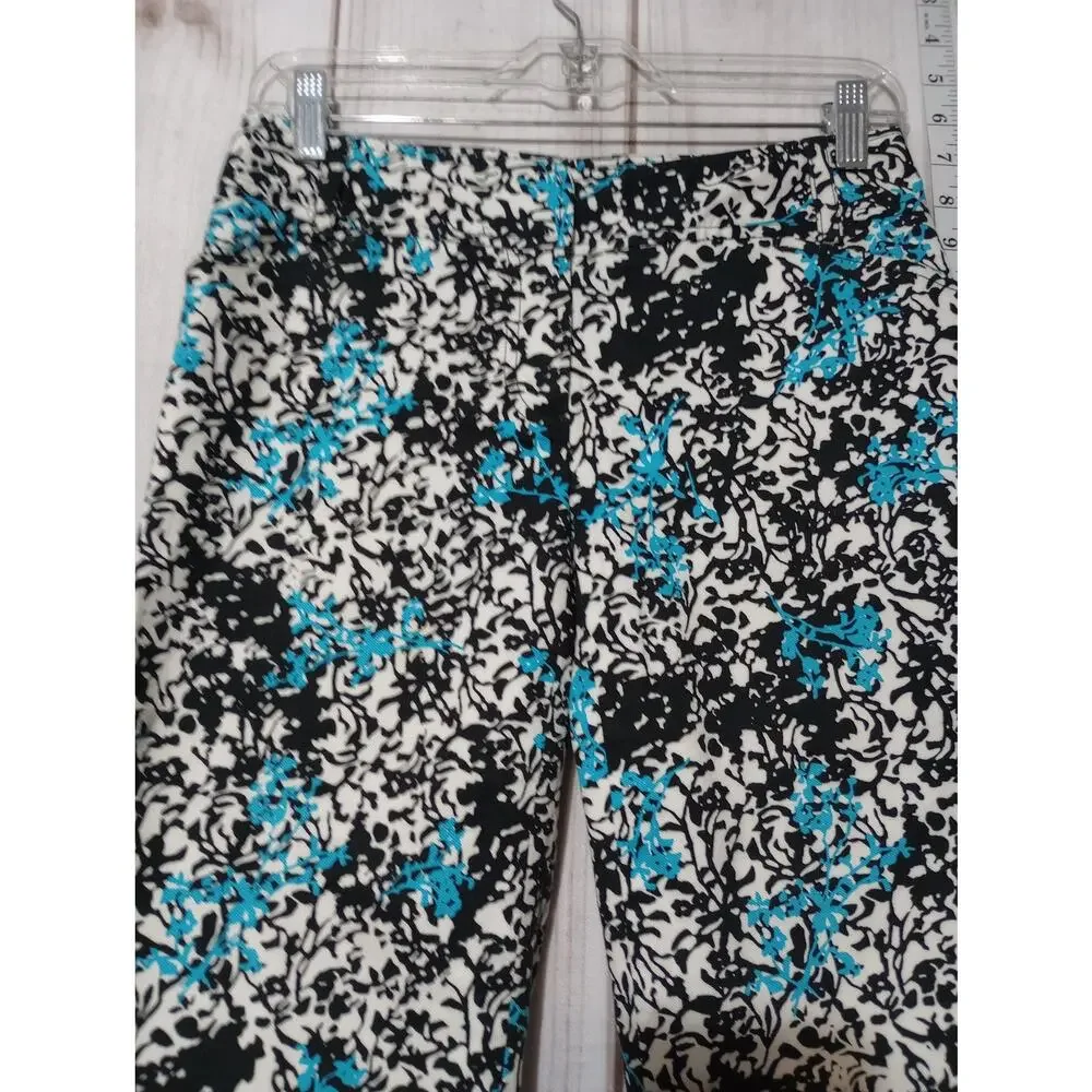 Ann Taylor Pants‎ Womens 0 Cropped Stretch Floral Slit Hem Capris